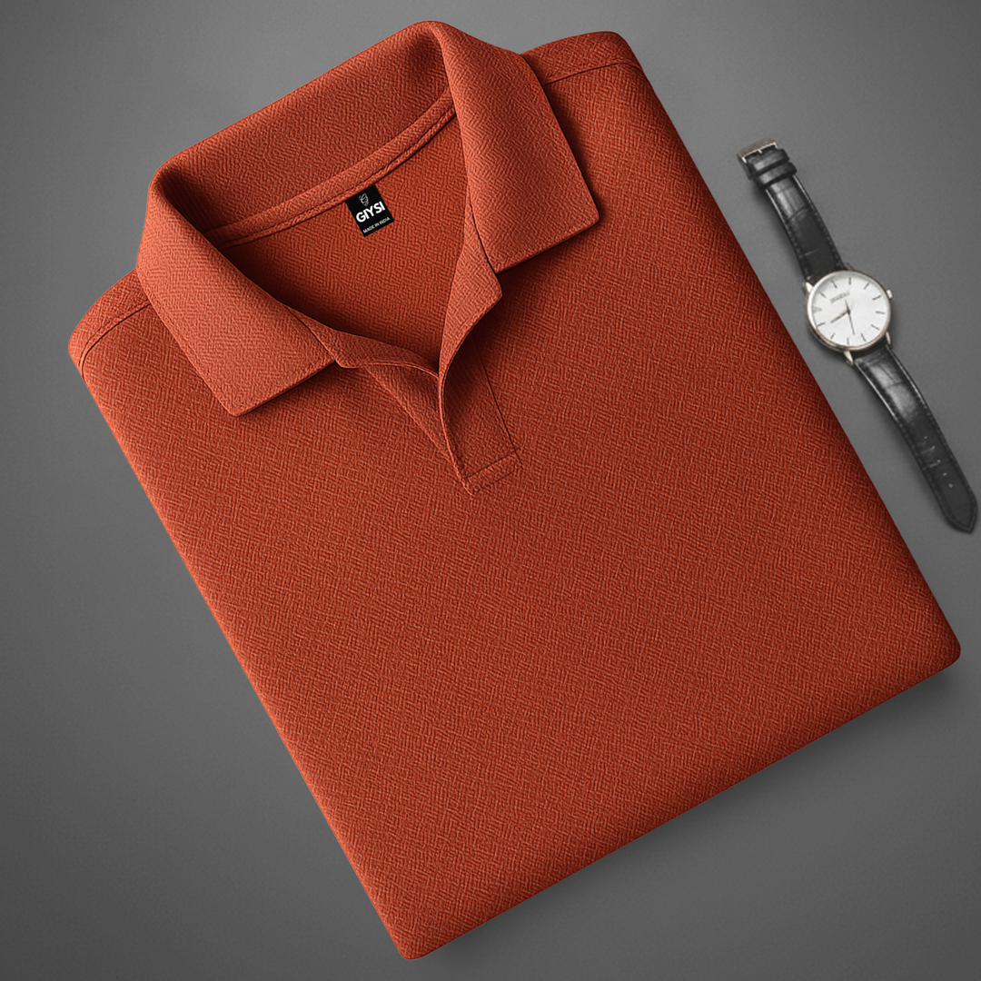 Textured Rust Polo T-shirt