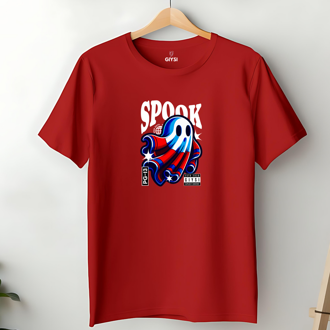 Red Spook Printed Round Neck Cotton T-shirt