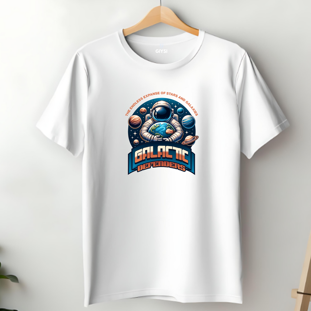 White Astro Printed Round Neck Cotton T-shirt