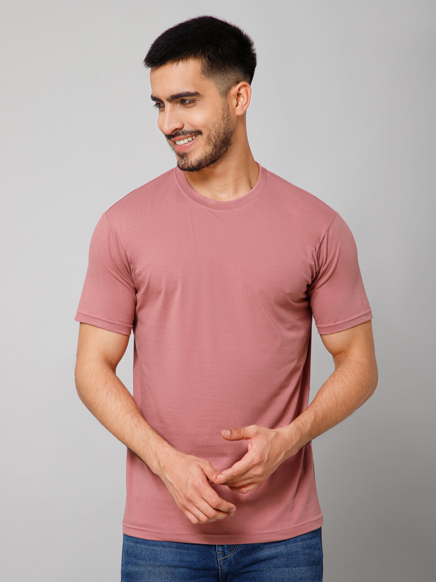 Plain Dusty Pink T-shirt, Cotton Lycra Fabric GIYSI