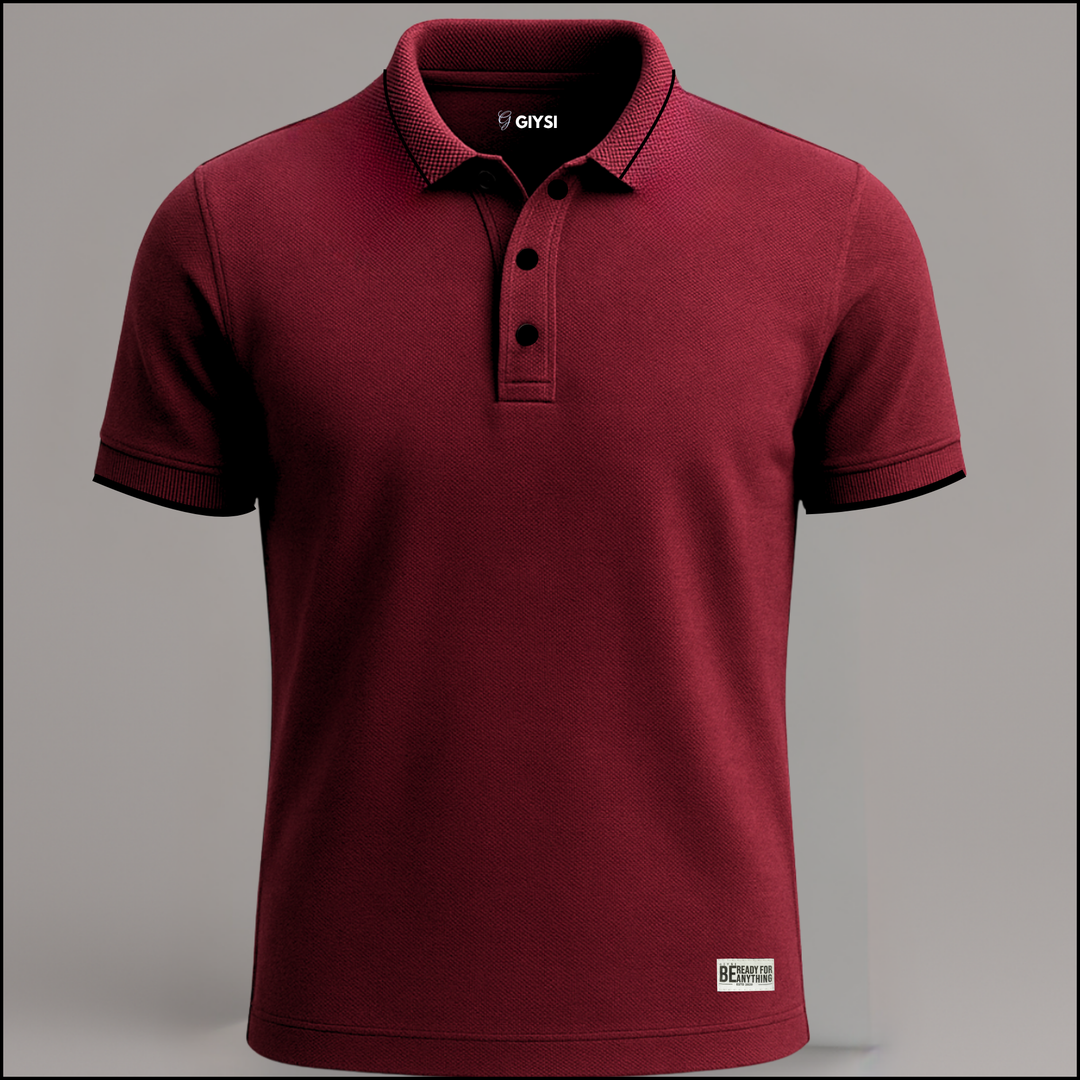 Cross Knit Maroon Polo T-shirt