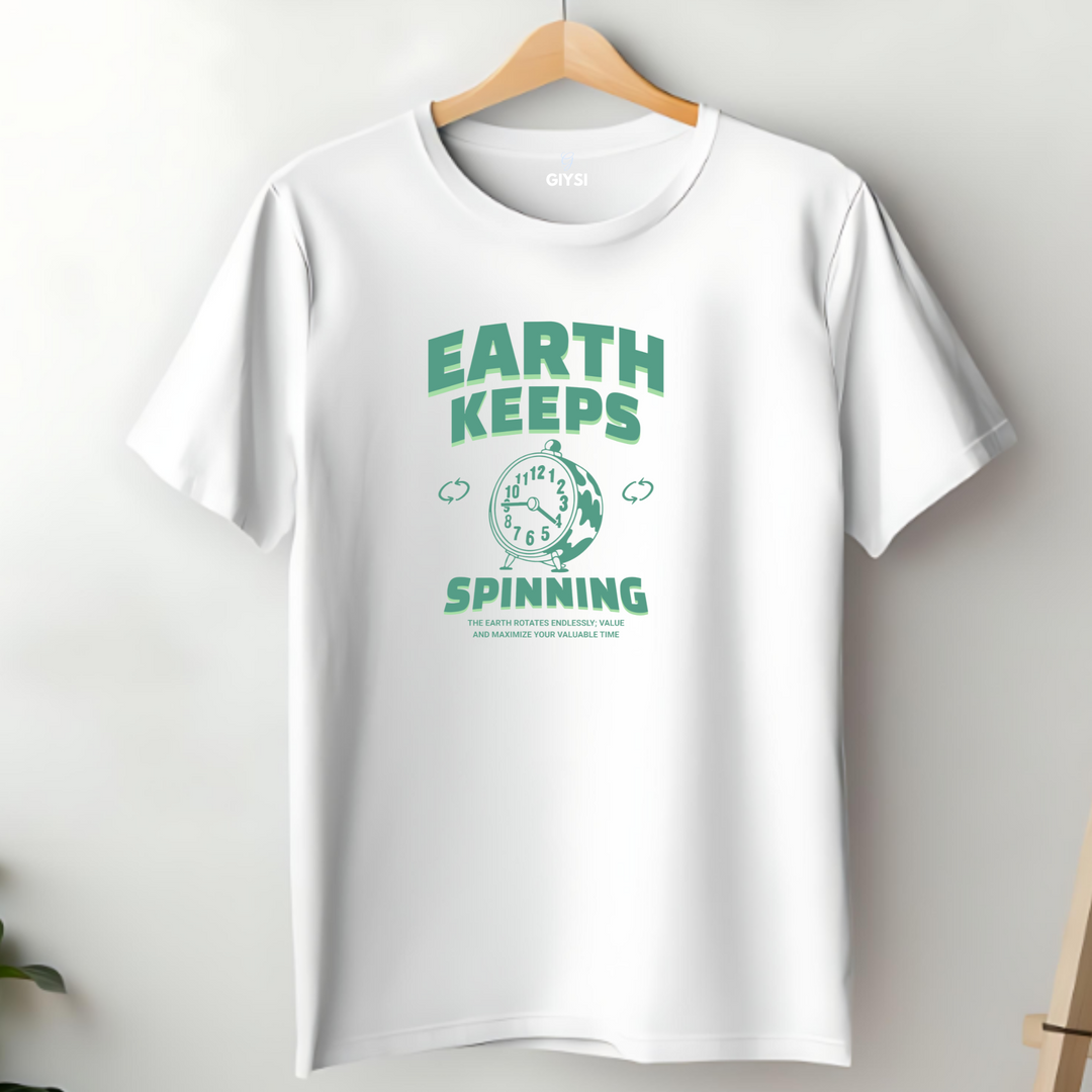 White Earth Printed Round Neck Cotton T-shirt