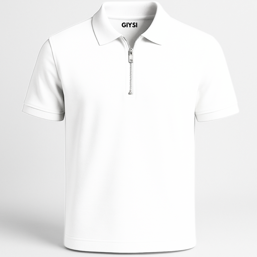 White Zip Polo T-shirt
