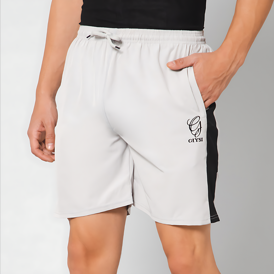 Stripe Grey Shorts with Zippers