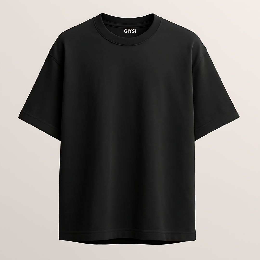 Oversized Black Solid Cotton T-shirt