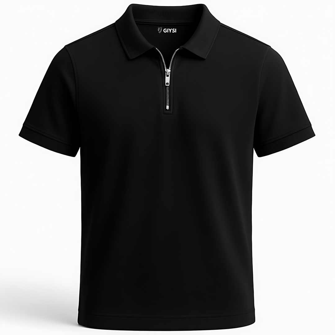 Black Zip Polo T-shirt