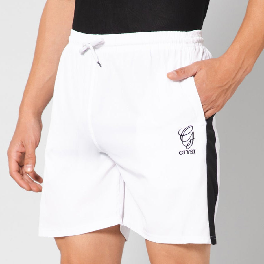 White Shorts with Black Stripes