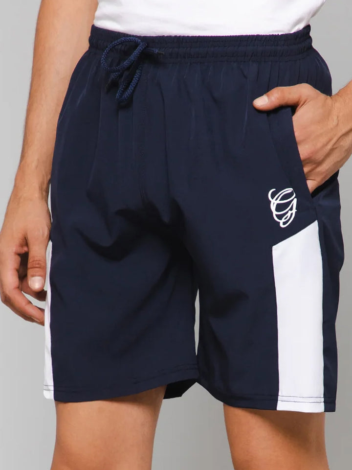 Navy Color Block Shorts