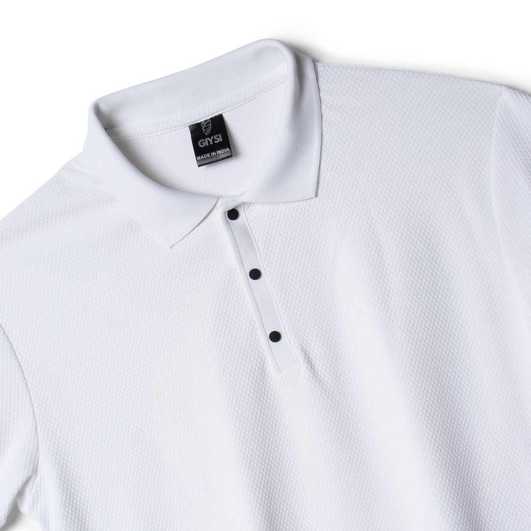 Textured White Polo T-shirt