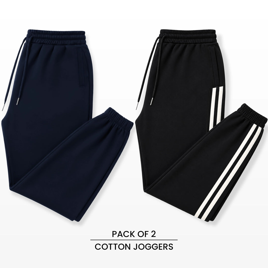 Premium Cotton Jogger Combo (Navy & Black)