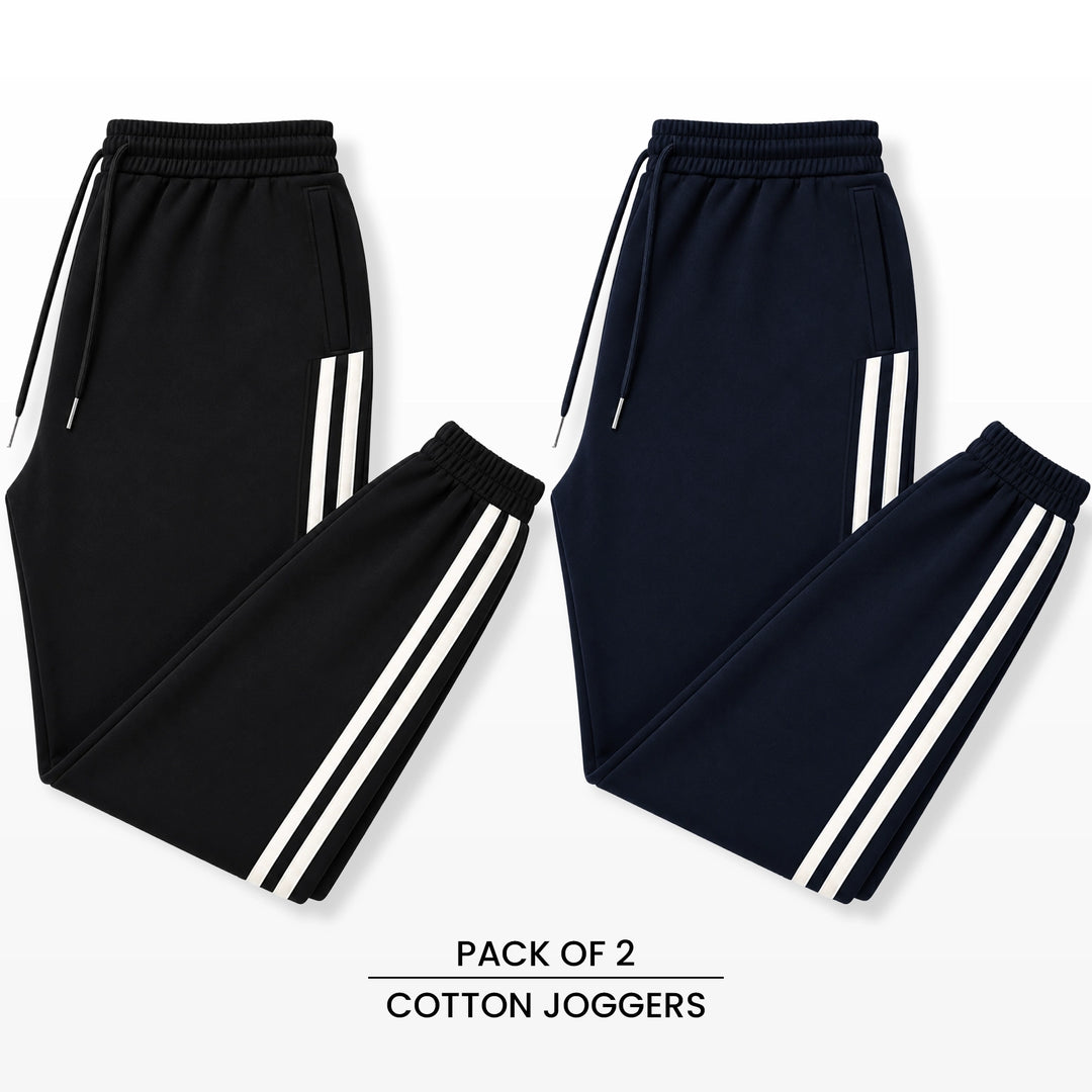 Premium Cotton Jogger Combo (Black & Navy)