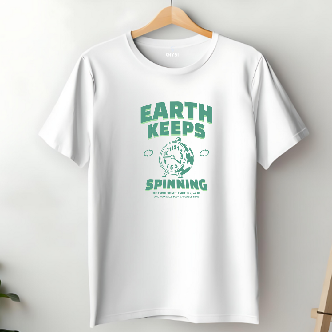 White Earth Printed Round Neck Cotton T-shirt