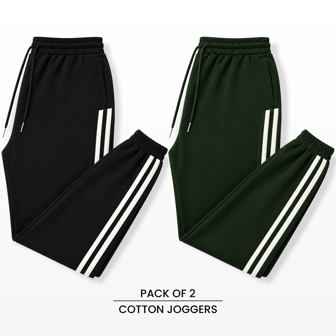 Premium Cotton Jogger Combo (Navy & Green)
