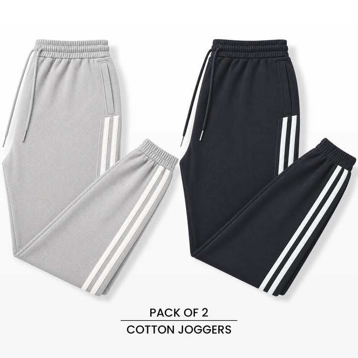 Premium Cotton Jogger Combo (Silver & Grey)