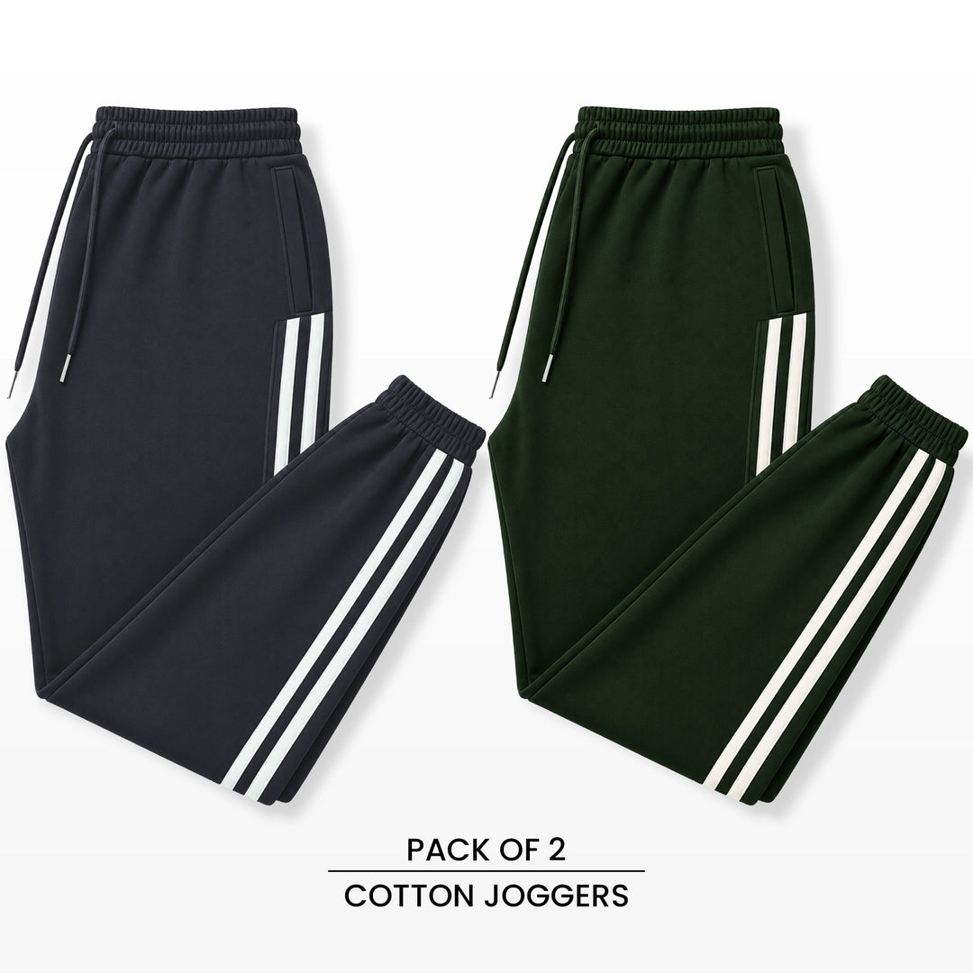 Premium Cotton Jogger Combo (Grey & Green)