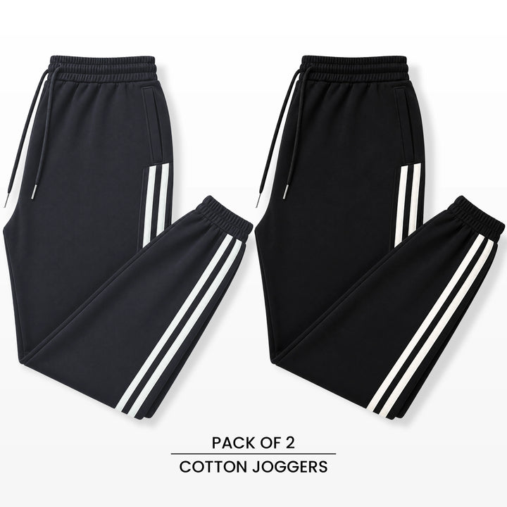 Premium Cotton Jogger Combo (Grey & Black)