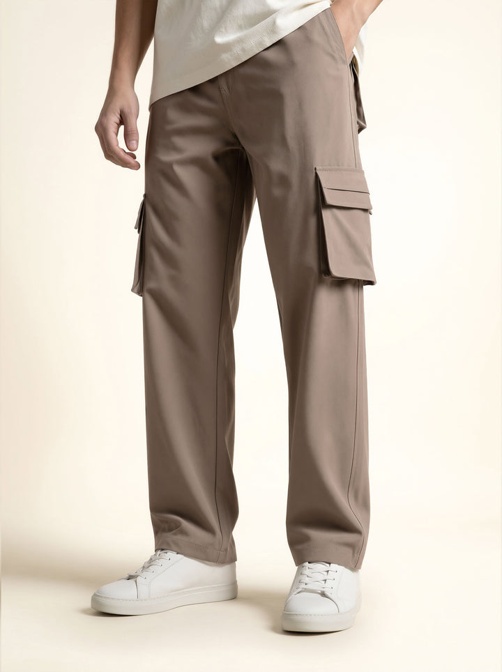 Beige Oversized Cargo Pants