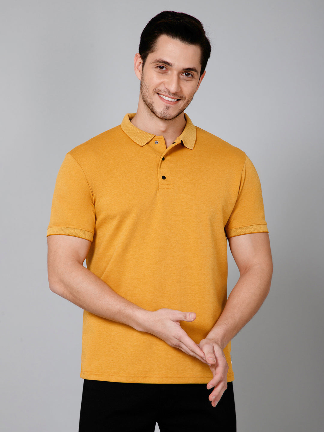 Cross Knit Mustard Polo T-shirt