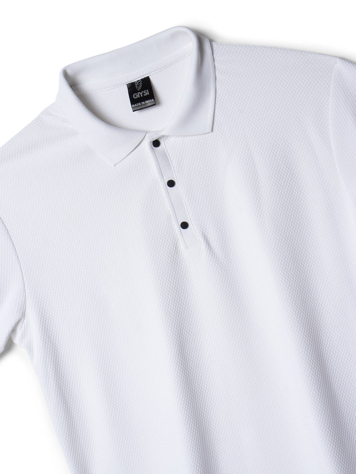 Textured White Polo T-shirt