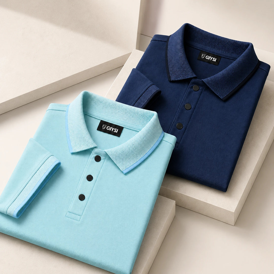 Cross Knit Polo T-Shirt Combo (Navy & Sky)