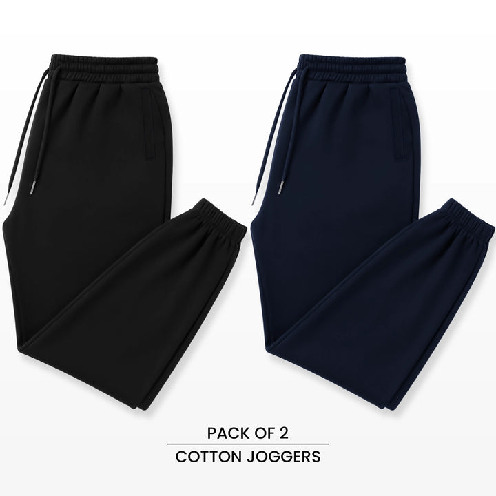 Premium Cotton Jogger Combo (Black & Navy)