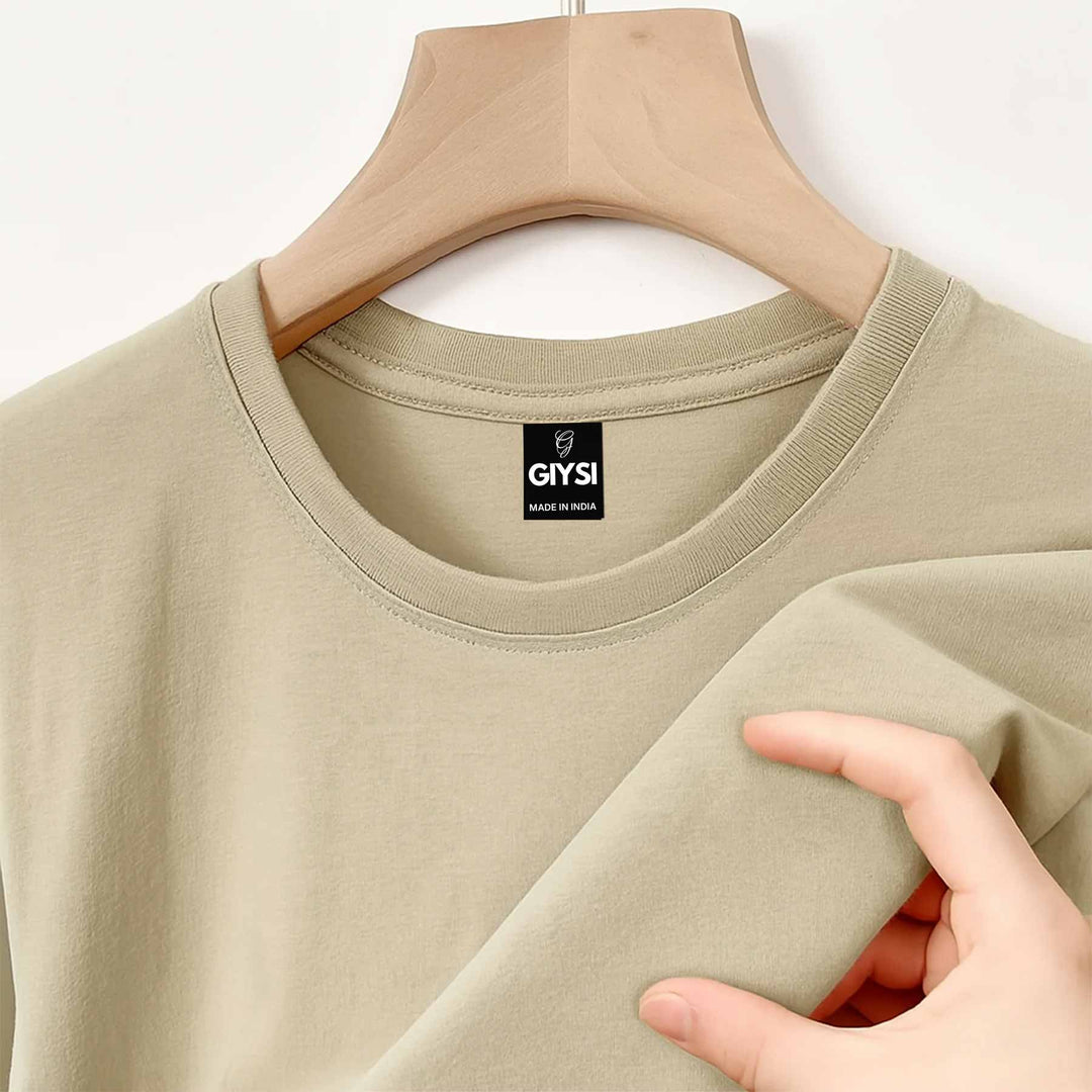 Beige Round Neck T-shirts