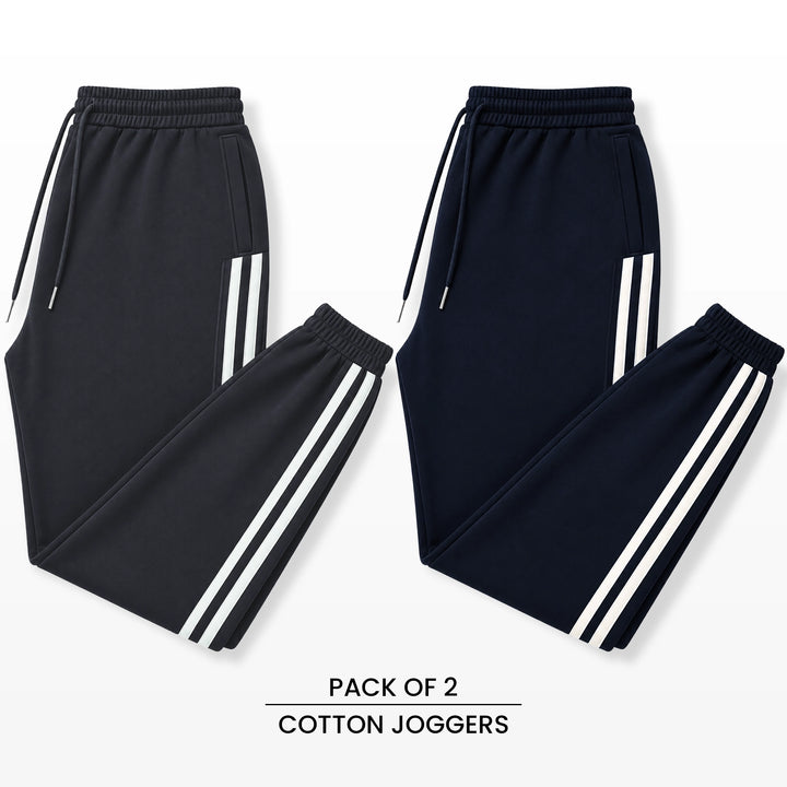 Premium Cotton Jogger Combo (Grey & Navy)