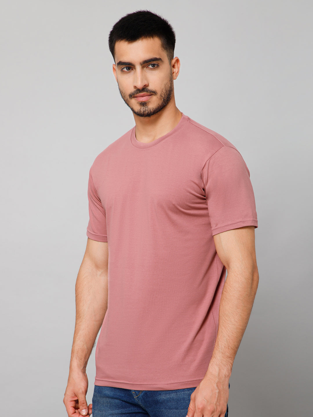 Plain Cotton Lycra Dusty Pink T-shirt