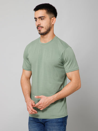 Plain Cotton Lycra Bottle Green T-shirt