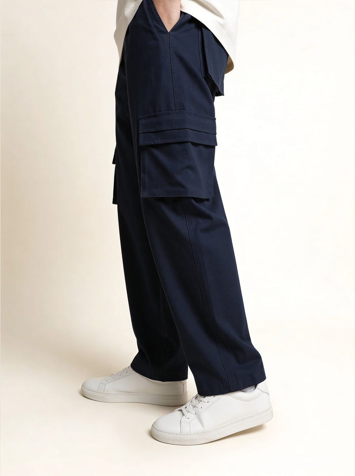Navy Blue Oversized Cargo Pants