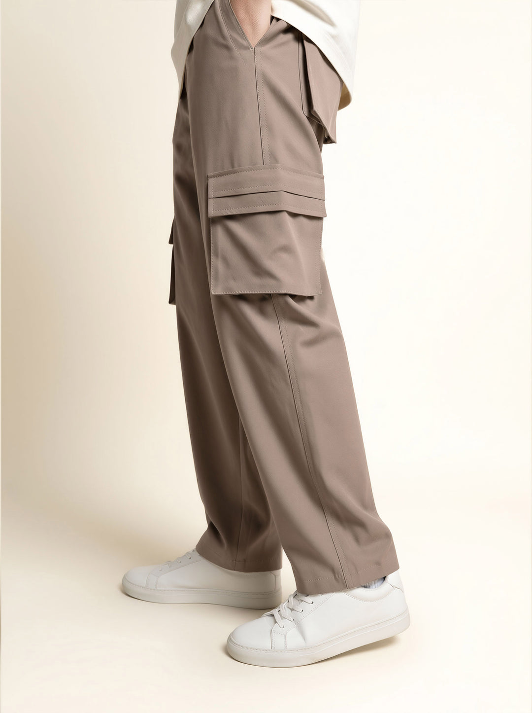 Beige Oversized Cargo Pants