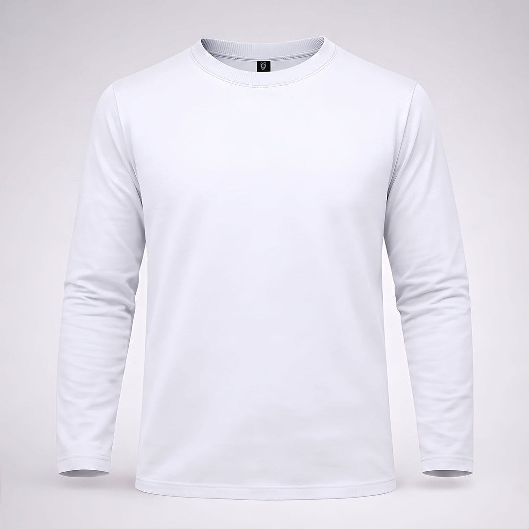 Classic White Cotton Full-Sleeve T-Shirt