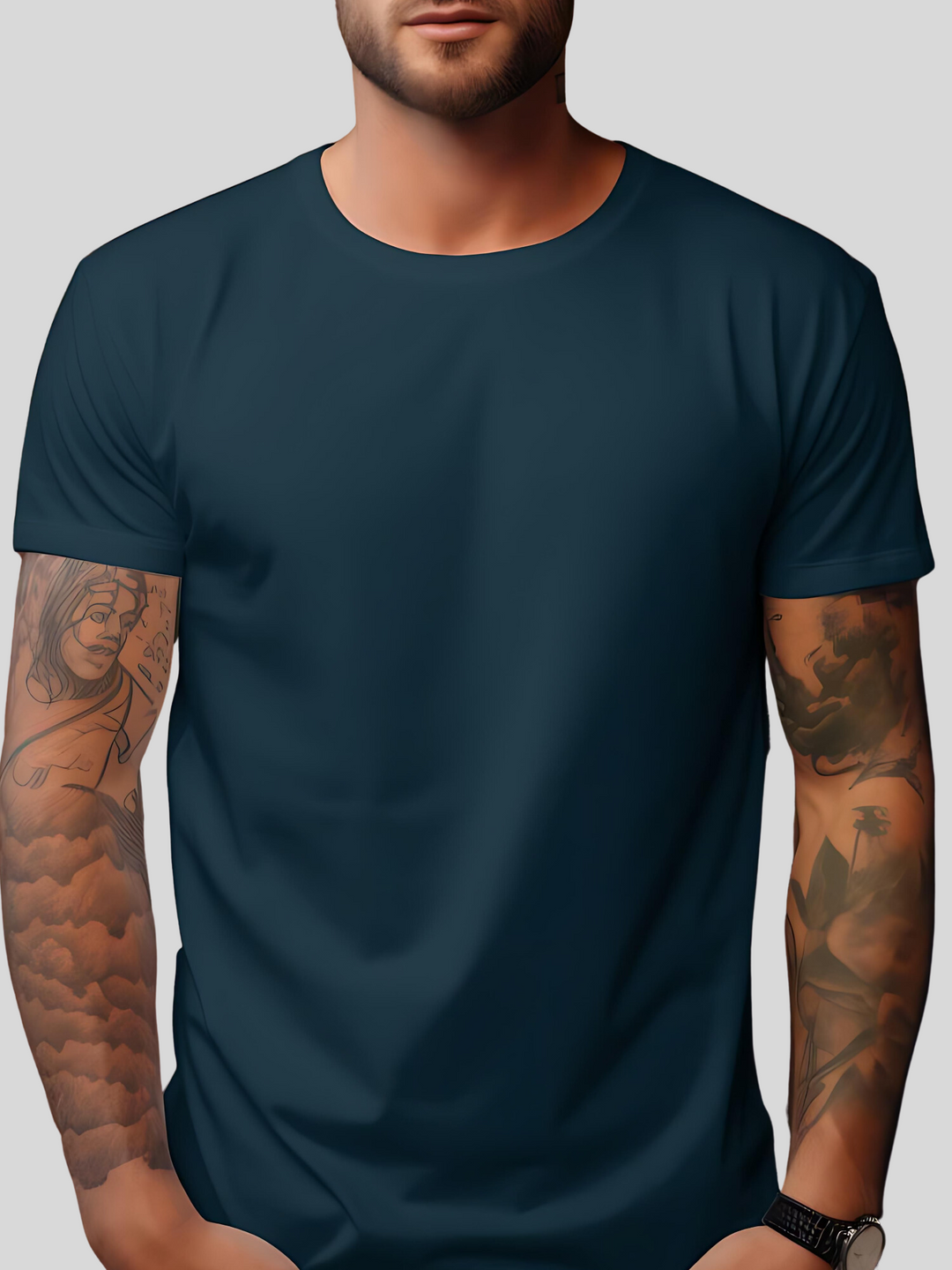 Deep Turquoise Crew Neck T shirt for Men Online GIYSI