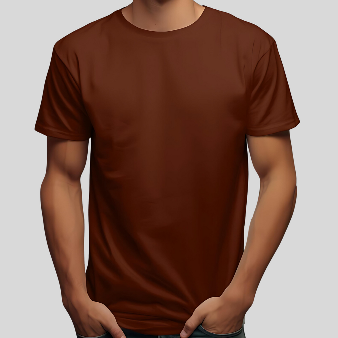 Brown Round Neck T-shirts