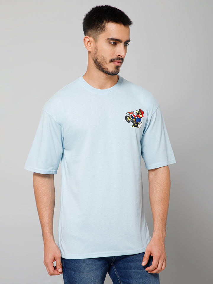 Oversized Print Sky Cotton T-shirt