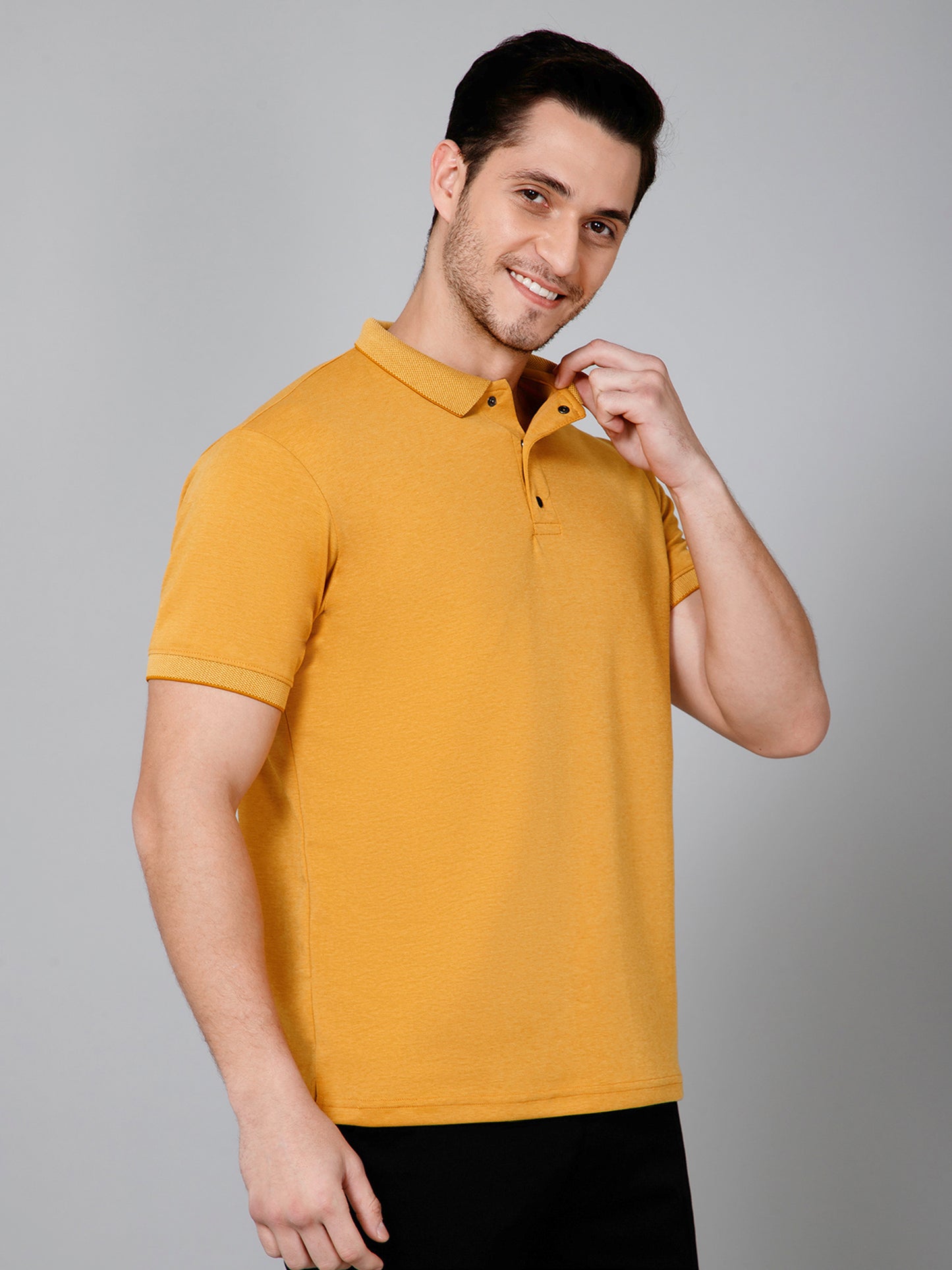 Cross Knit Mustard Polo T-shirt