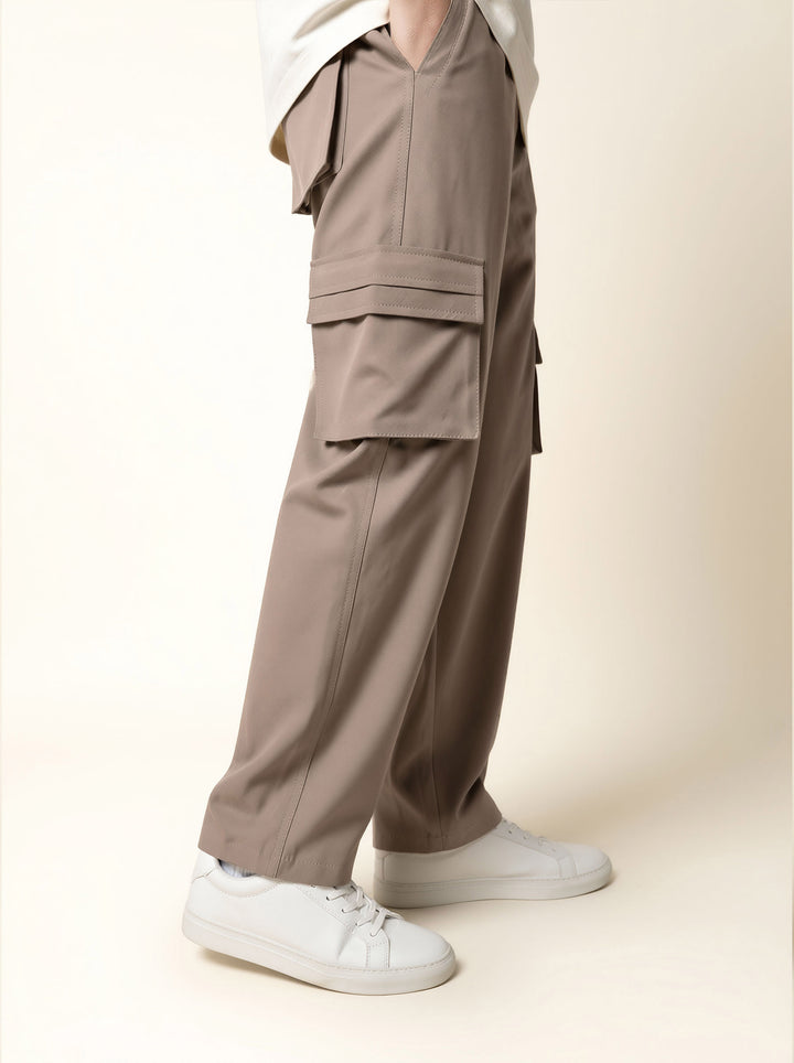Beige Oversized Cargo Pants