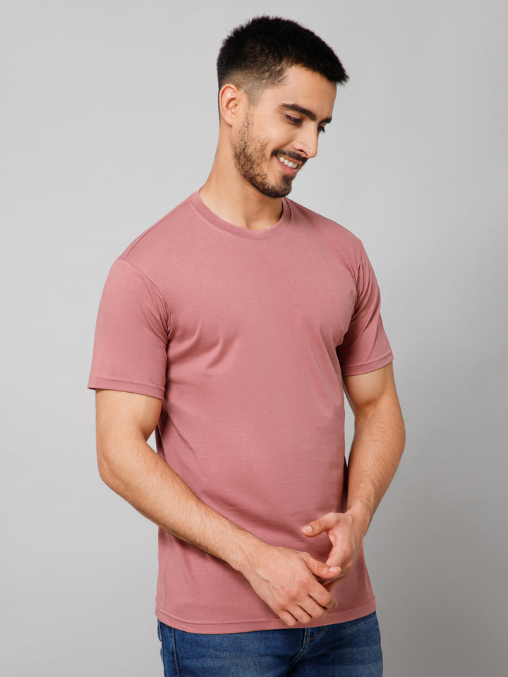 Plain Cotton Lycra Dusty Pink T-shirt