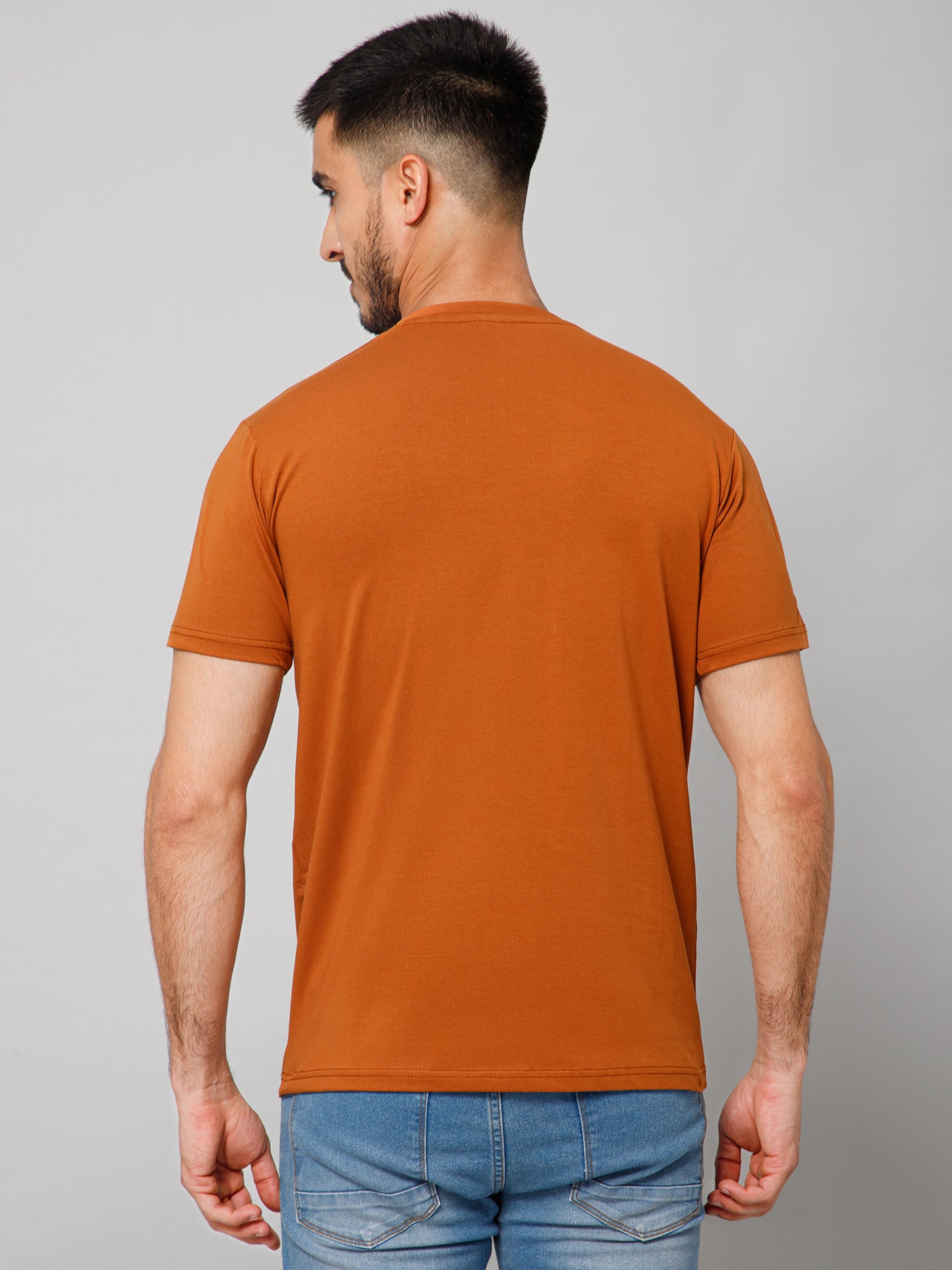 Plain Cotton Lycra Rust T-shirt