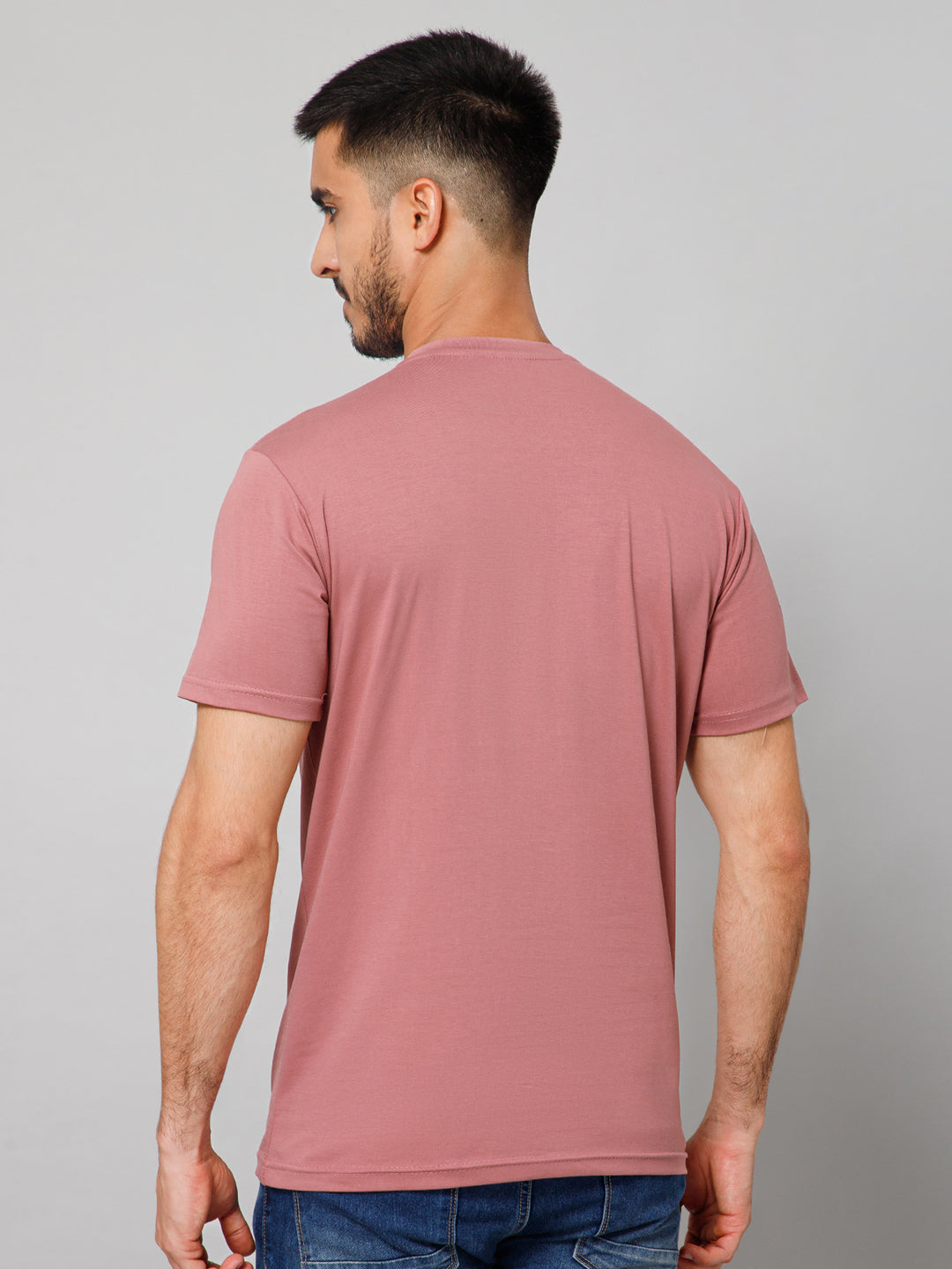 Plain Cotton Lycra Dusty Pink T-shirt