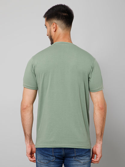 Plain Cotton Lycra Bottle Green T-shirt