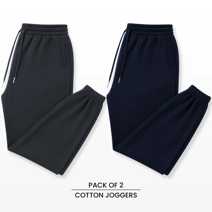 Premium Cotton Jogger Combo (Grey & Navy)
