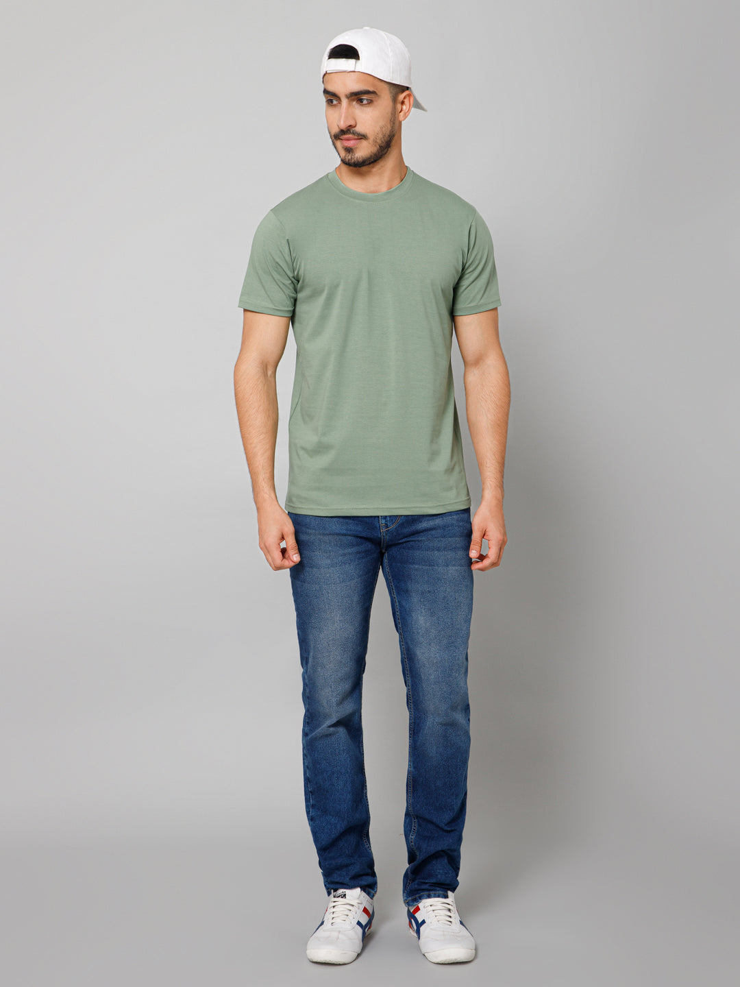 Plain Cotton Lycra Bottle Green T-shirt