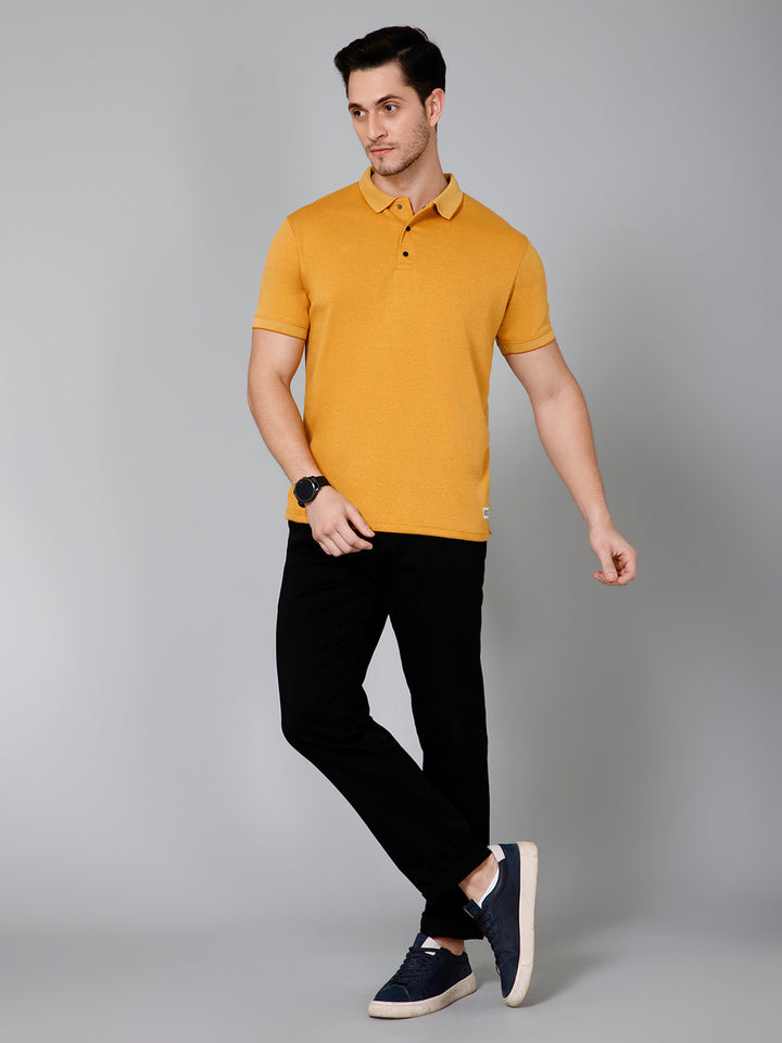 Cross Knit Mustard Polo T-shirt