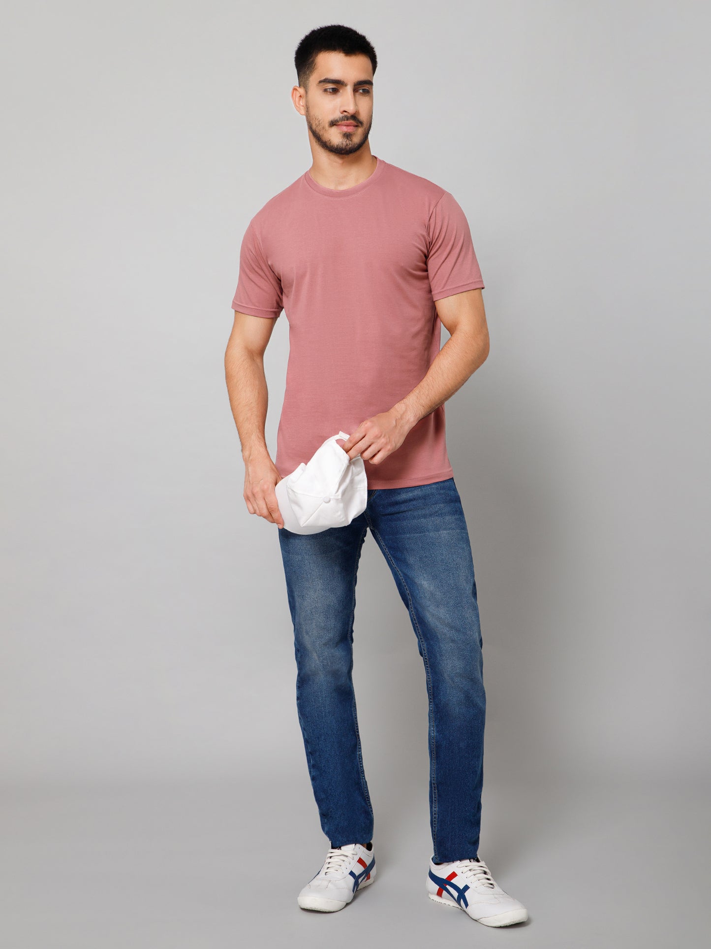 Plain Cotton Lycra Dusty Pink T-shirt