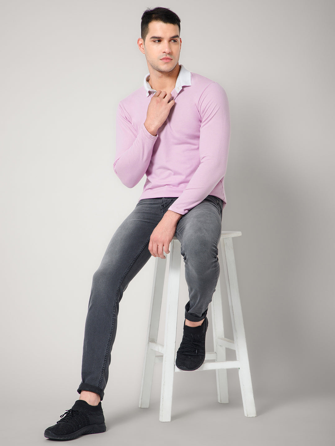 Full sleeves Mauve Collar T-shirt