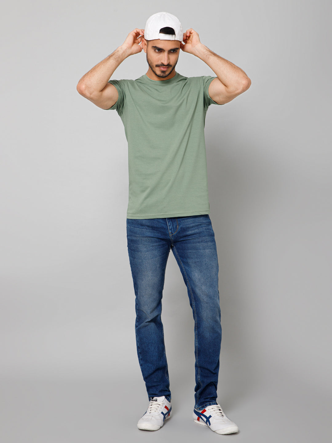 Plain Cotton Lycra Bottle Green T-shirt