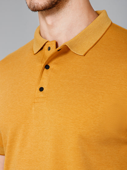 Cross Knit Mustard Polo T-shirt