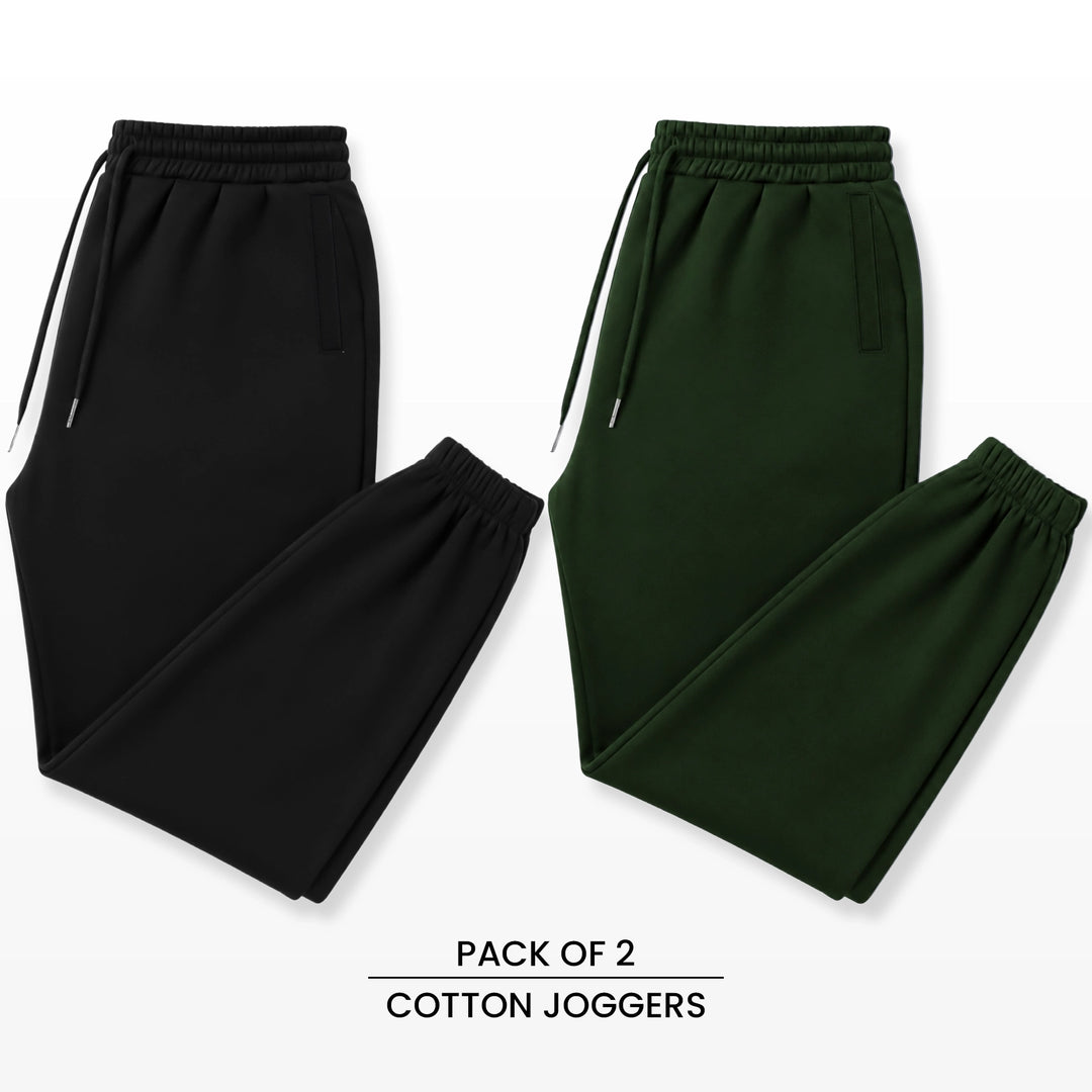 Premium Cotton Jogger Combo (Black & Green)