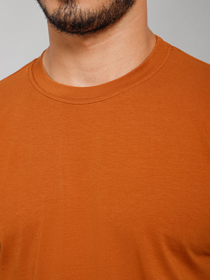 Plain Cotton Lycra Rust T-shirt